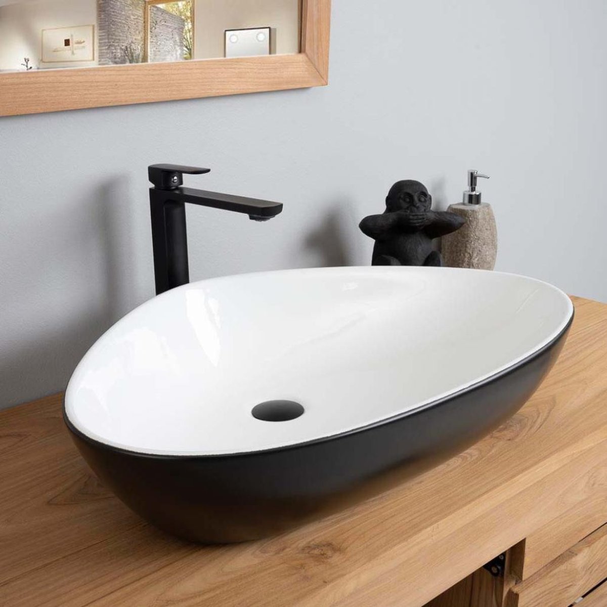 Vasque en céramique triangle 67 cm JAXON noir, WANDA COLLECTION