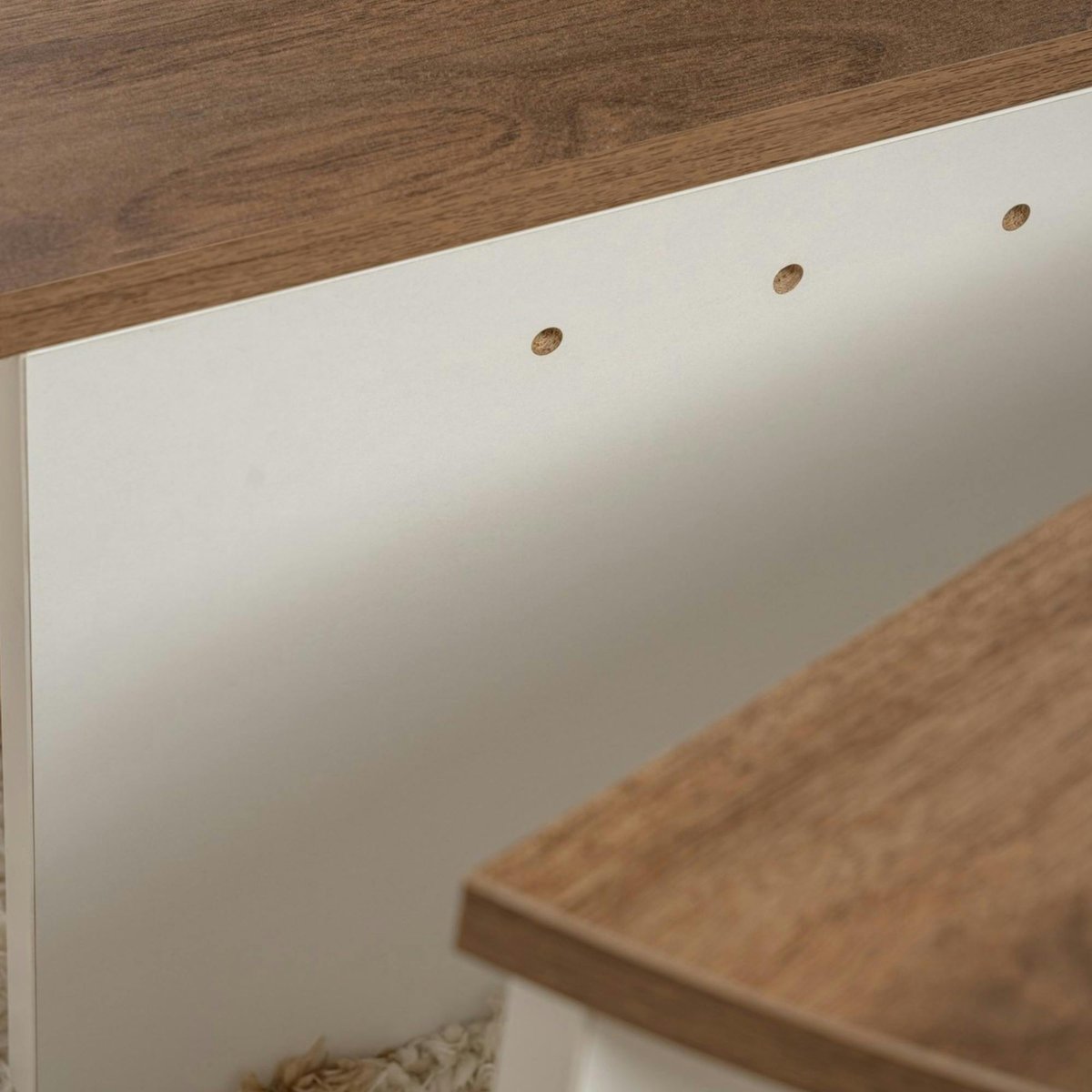 Table basse ronde modulable 2 hauteurs MARFA noyer / blanc, PIER IMPORT