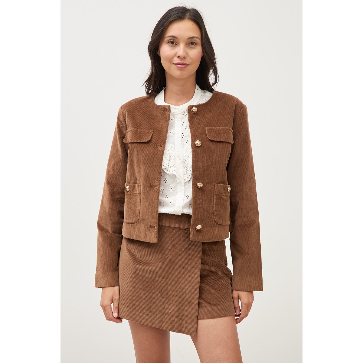 Veste manches longues en velours vieux rose, BONOBO