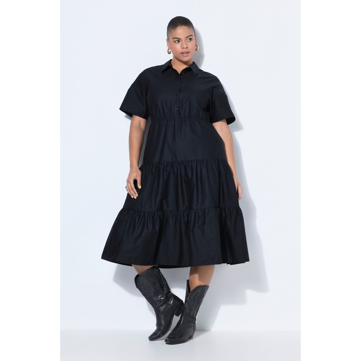 Robe maxi à volants noir, STUDIO UNTOLD