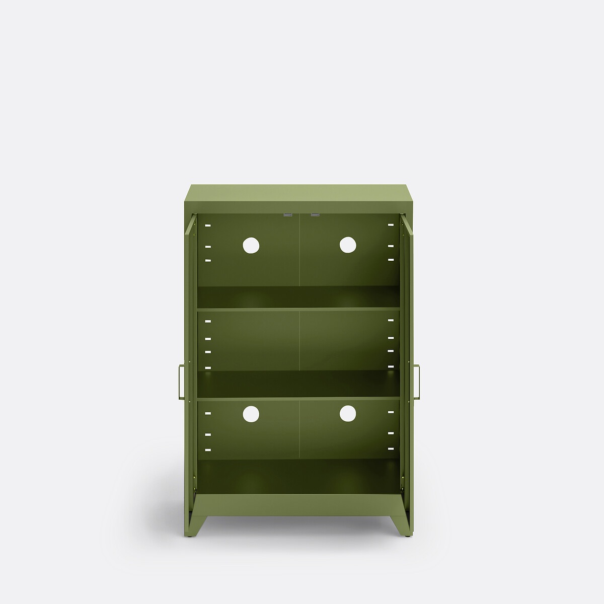 Hiba Low Cabinet with 2 Doors in Steel khaki green, LA REDOUTE INTERIEURS