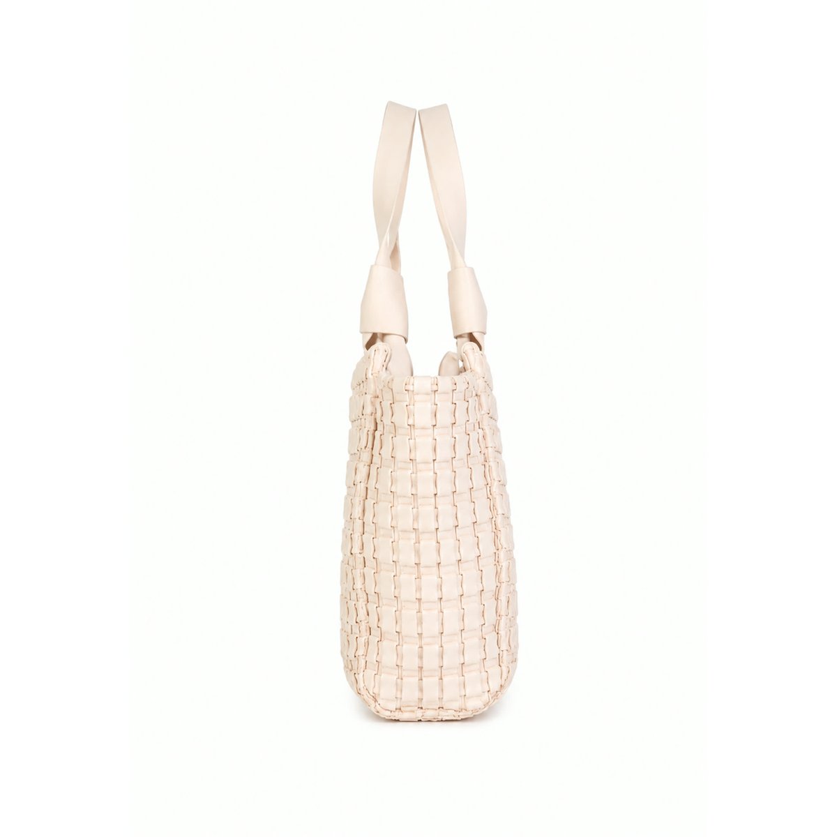Sac à main tressé à logo métallique ecru, LOLA CASADEMUNT