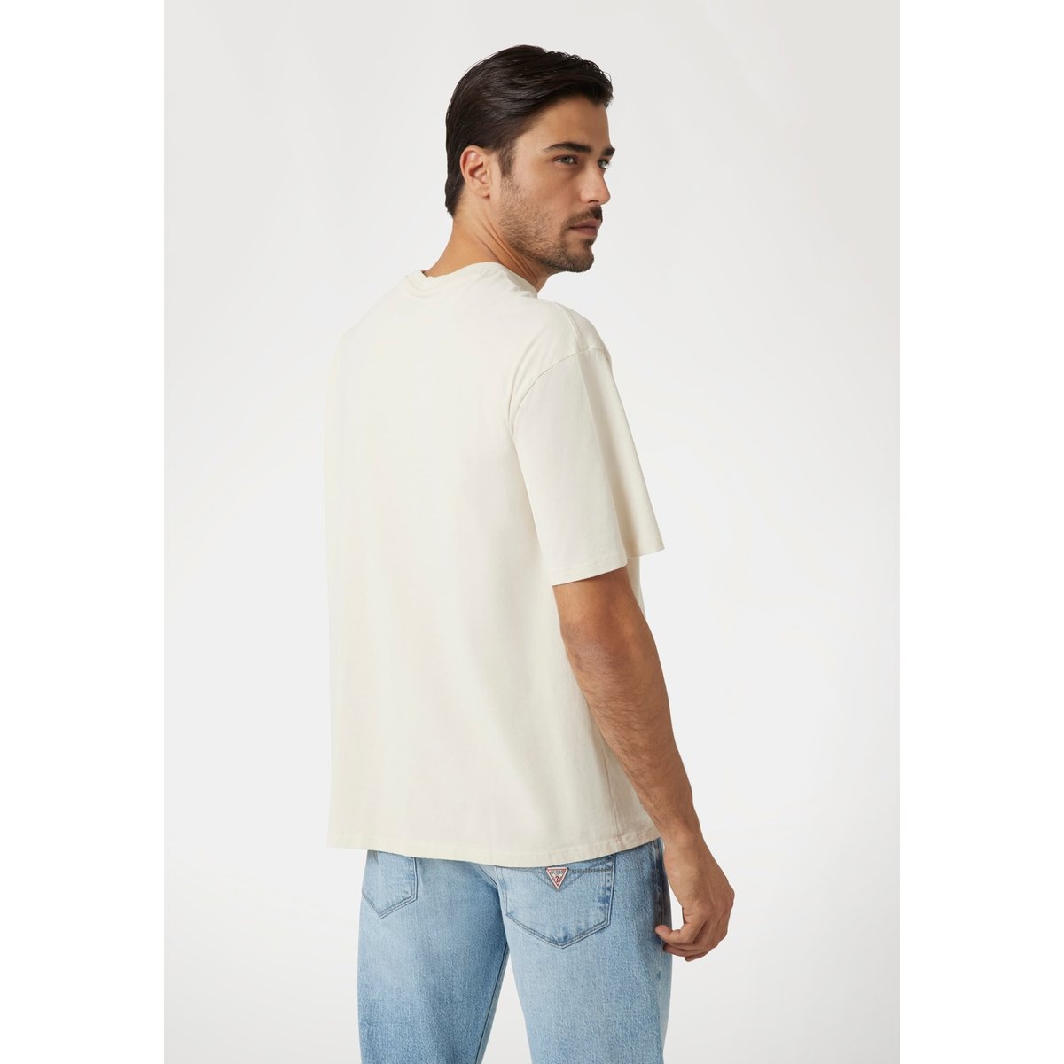 T-Shirt Imprimé Frontal crème, GUESS