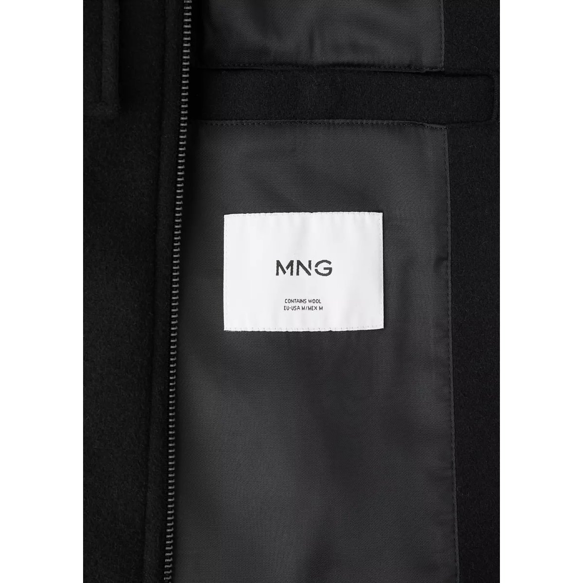 Veste en mélange de laine à poches noir, MANGO MAN