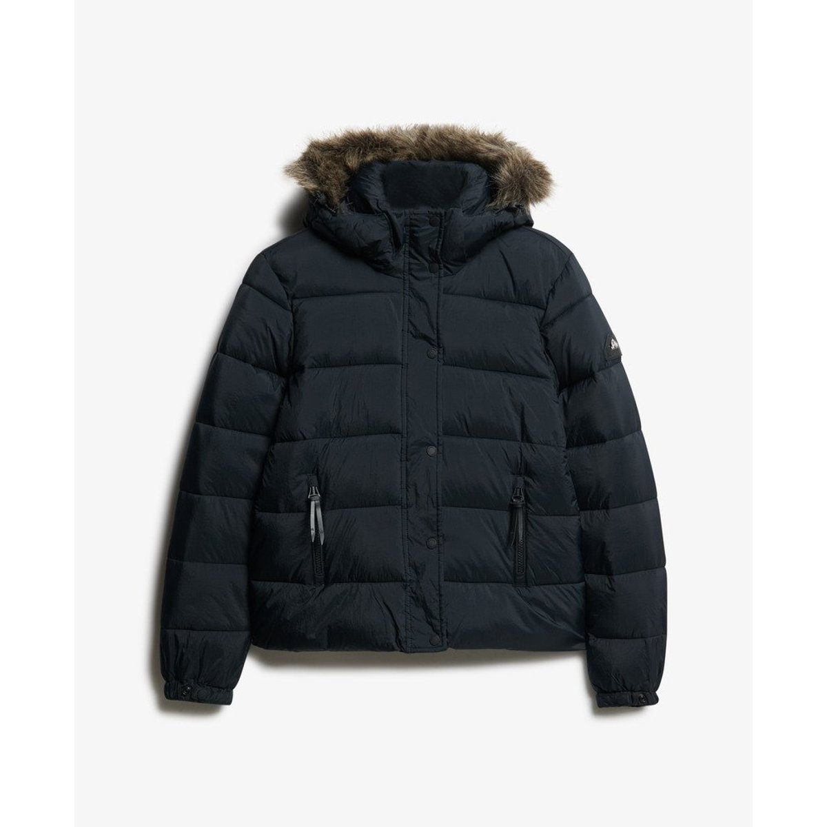 Veste courte à capuche mi- épaisse noir de jais, SUPERDRY