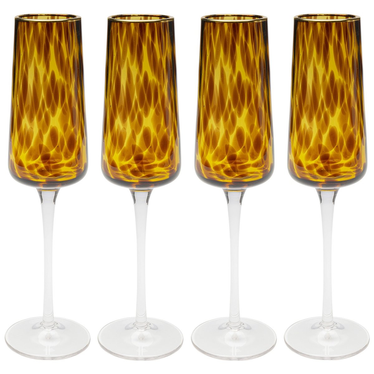 Lot de 4 flûtes à champagne, CARAMEL marron, KARE DESIGN
