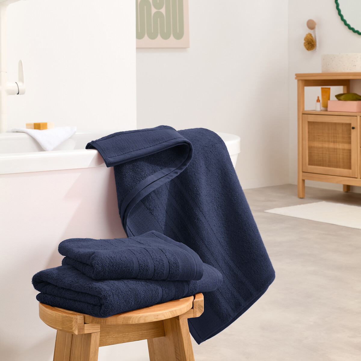 Lote de 2 toallas de rizo 600 g/m2, Zavara azul marino, LA REDOUTE INTERIEURS