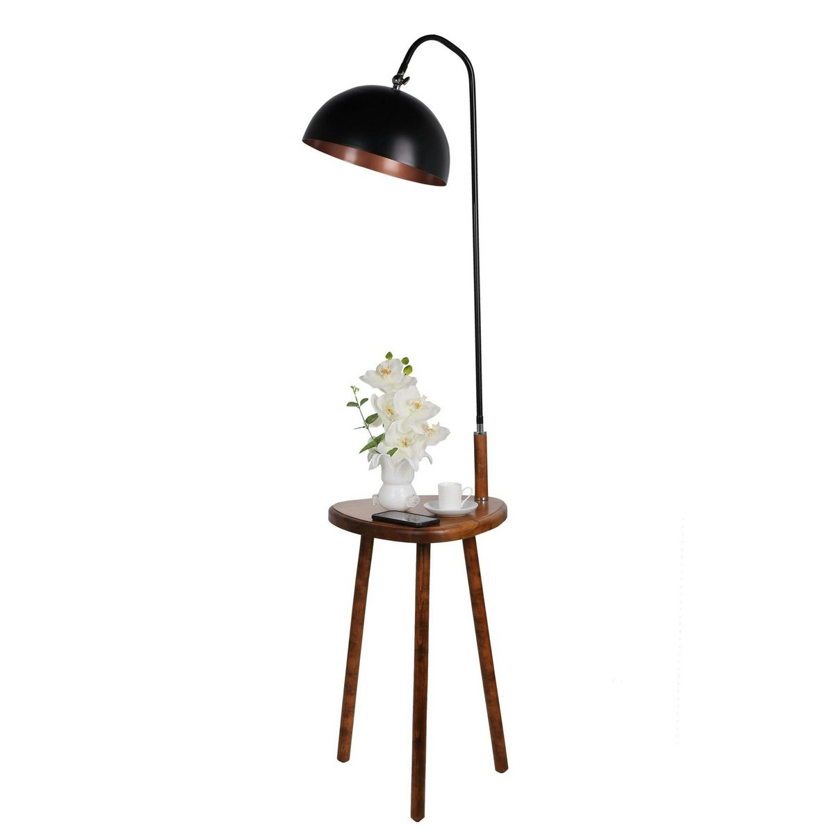 Lampadaire de lecture noir avec table intégrée KILIS noir, PIER IMPORT
