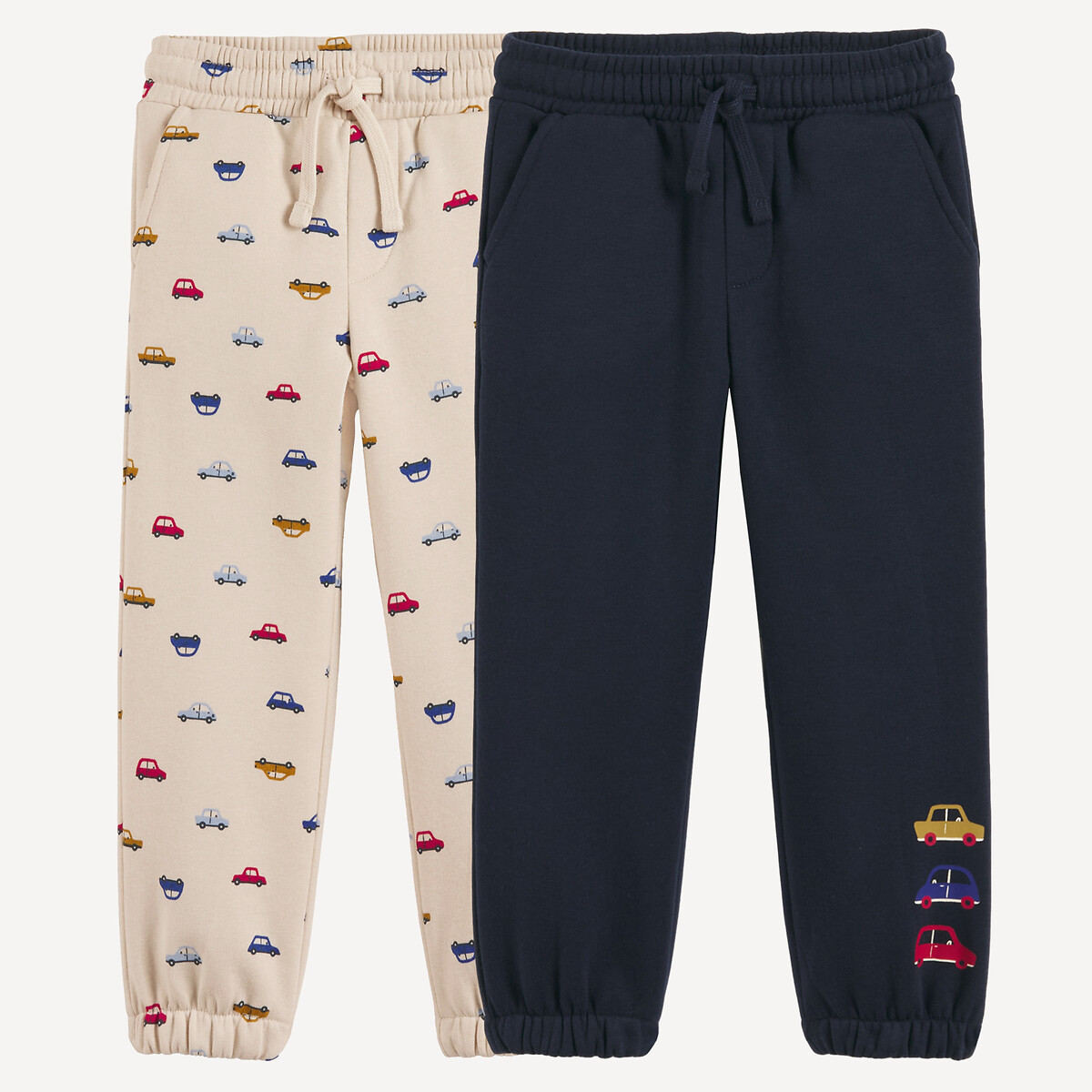 Set di 2 pantaloni da jogging, in pile, stampa con auto blu marino + stampa, LA REDOUTE COLLECTIONS