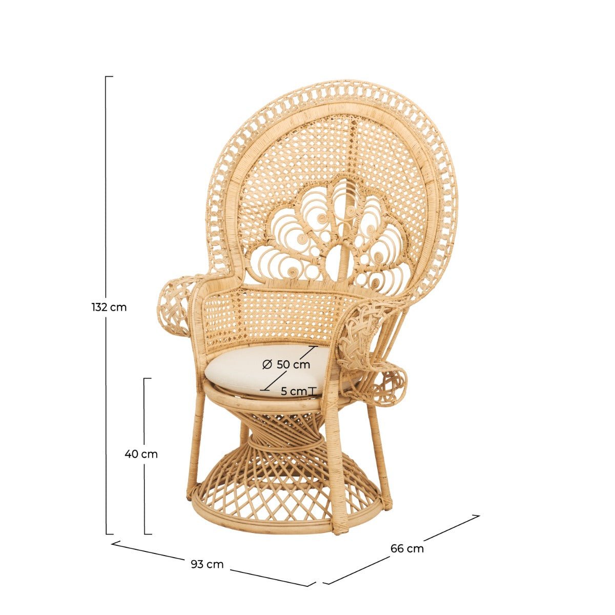 Fauteuil en rotin et coussin - ELOA bois clair, MAISON PAVANE
