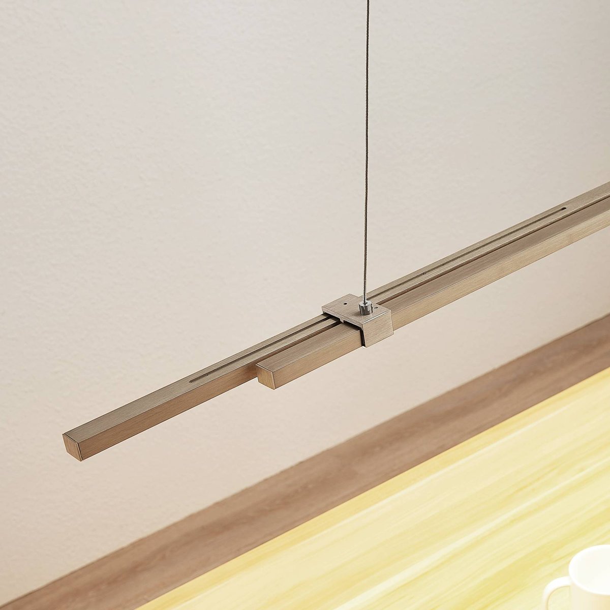 Suspension en métal moderneLED, Tymon givré, nickel satiné, LUCANDE