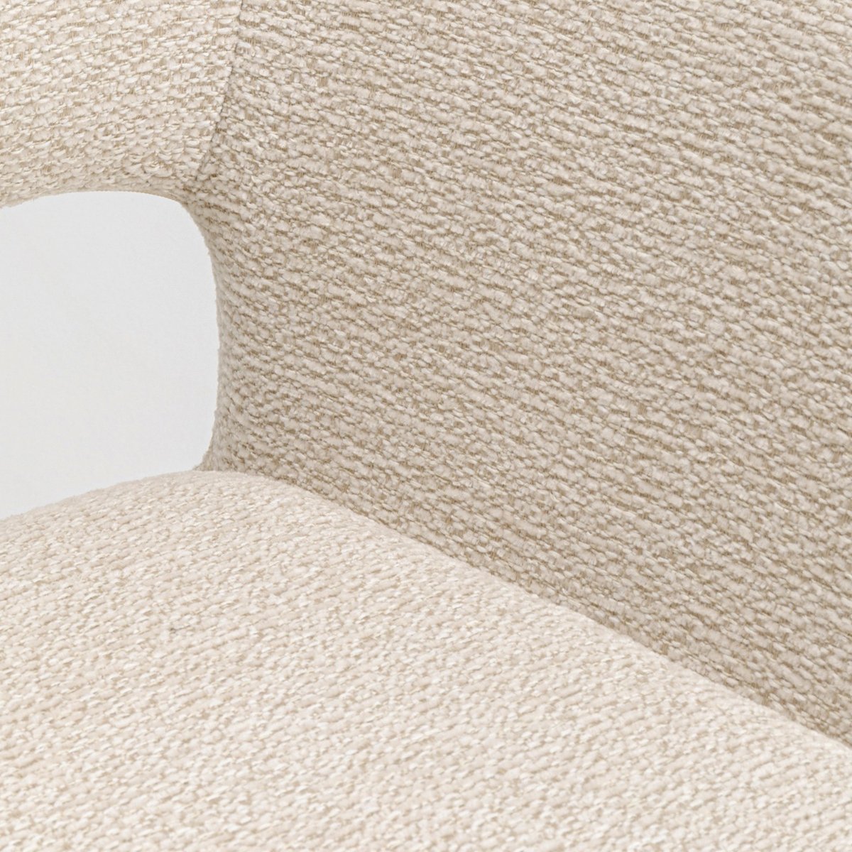 Chaise avec accoudoirs en polyester bouclé, SAN FRANCISCO beige, KARE DESIGN