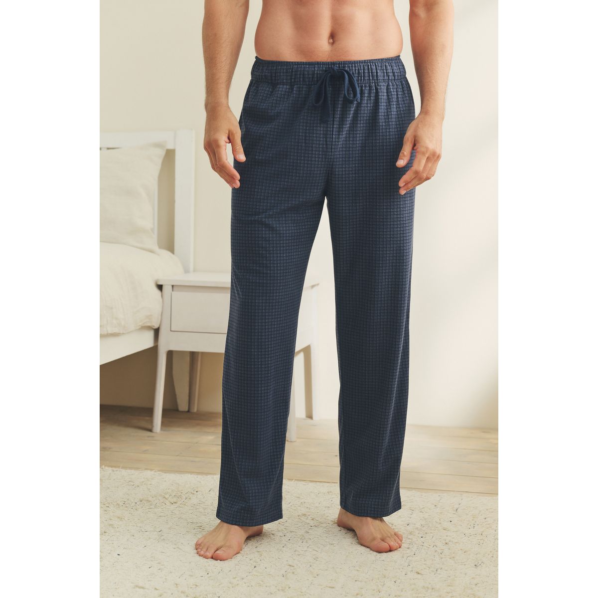 Bas de pyjama douillet aux carreaux bleu marine, NEXT
