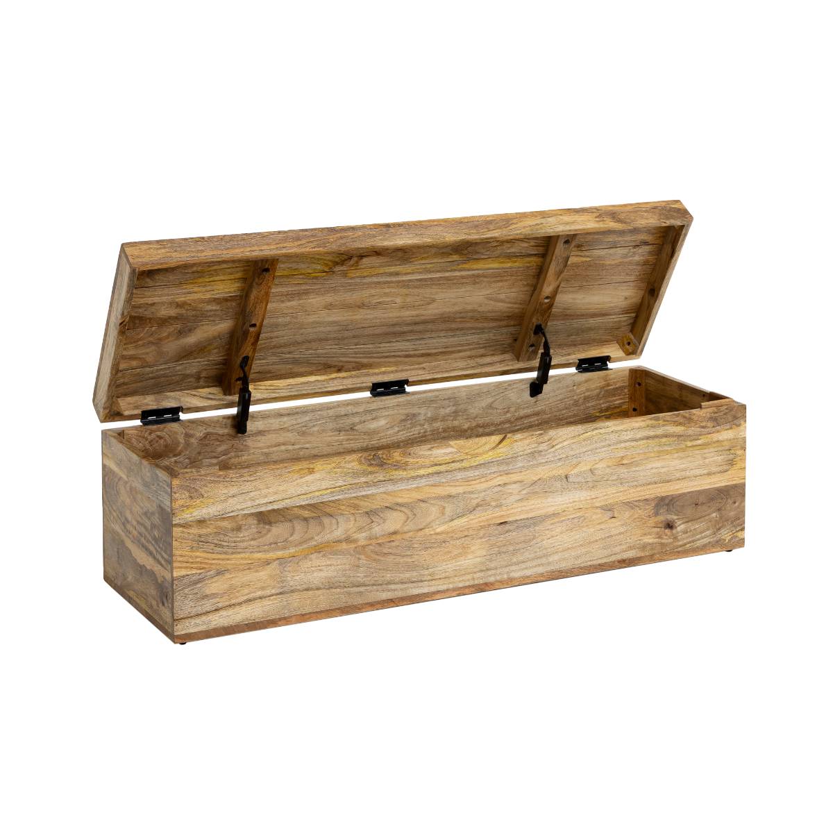 Coffre banc en bois de manguier BABETH bois clair, MADE IN MEUBLES