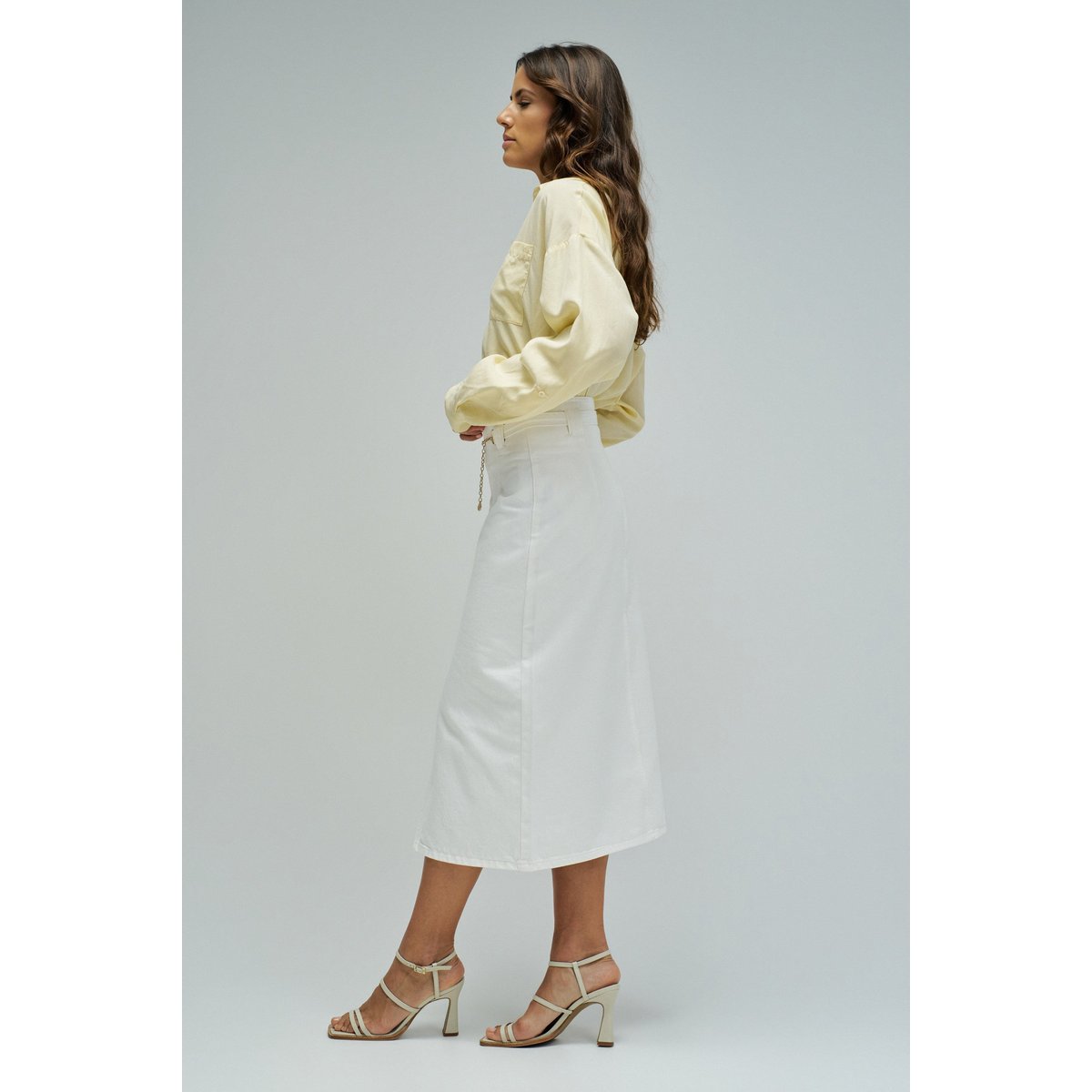 JUPE MIDI EN DENIM ecru, SALSA JEANS
