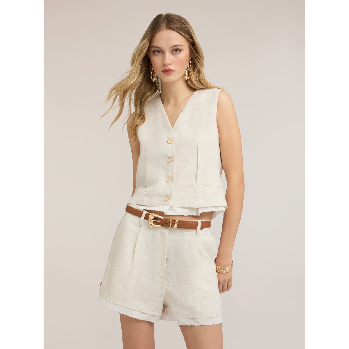 Gilet à col en V blanc, MOTIVI