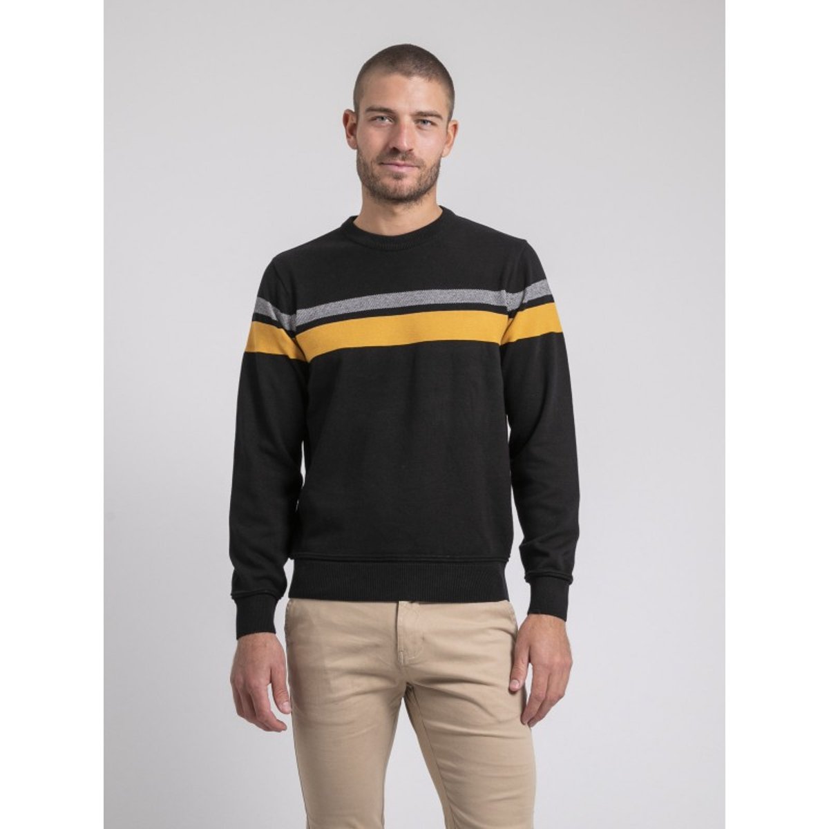 Pull Col Rond Pur Coton Lorimako noir, RITCHIE