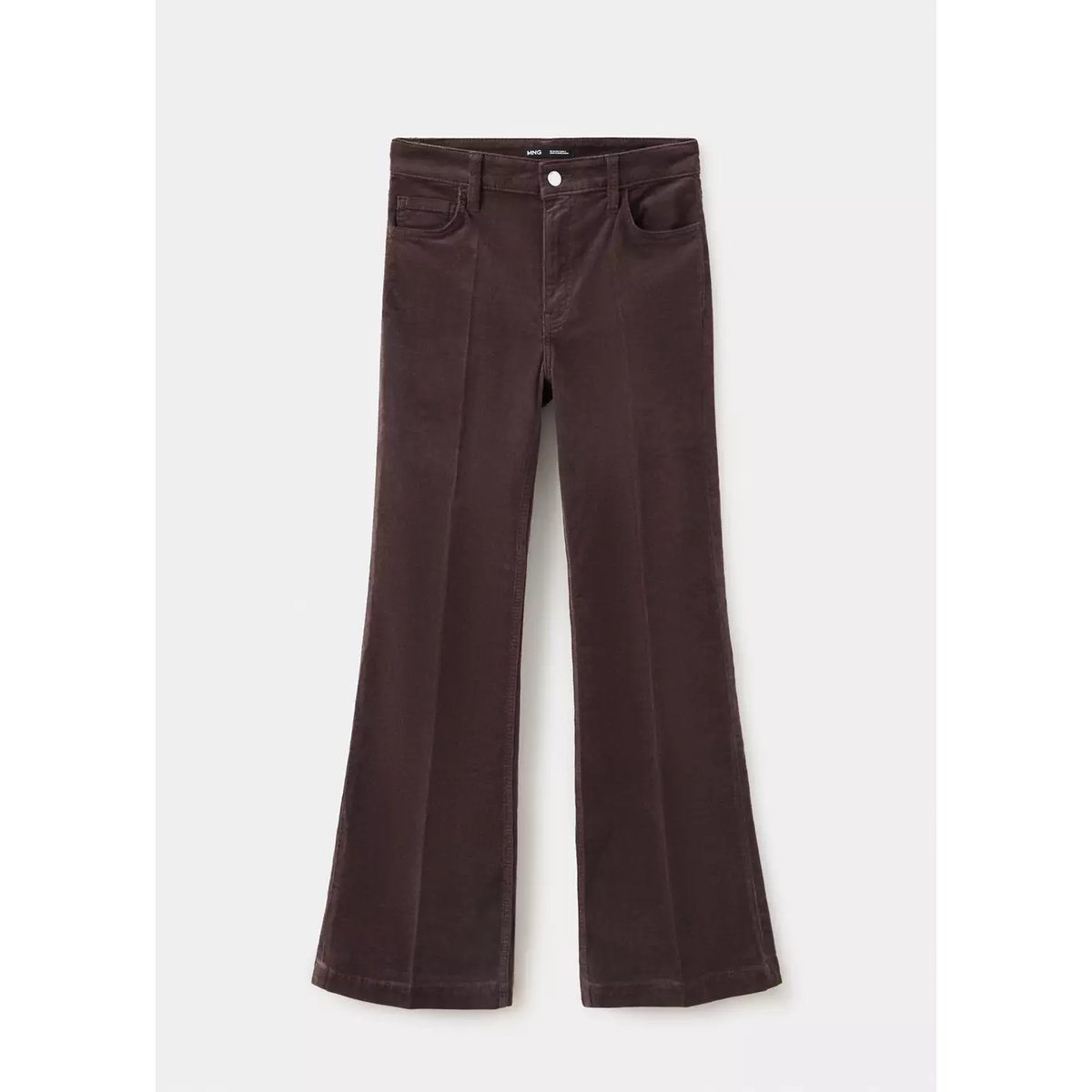 Pantalon flare velours côtelé marron, MANGO
