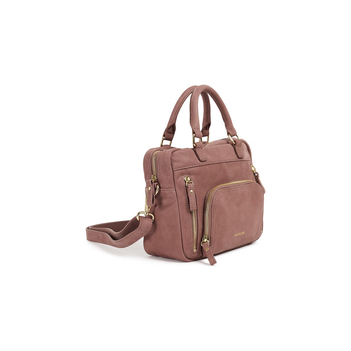 Sac à main en cuir grainé MINI MACY bois de rose, NAT & NIN
