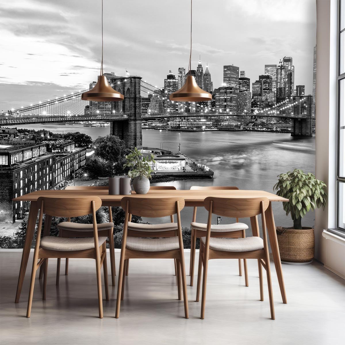 Papier peint vue sur Manhattan n&b intissé, HEXOA
