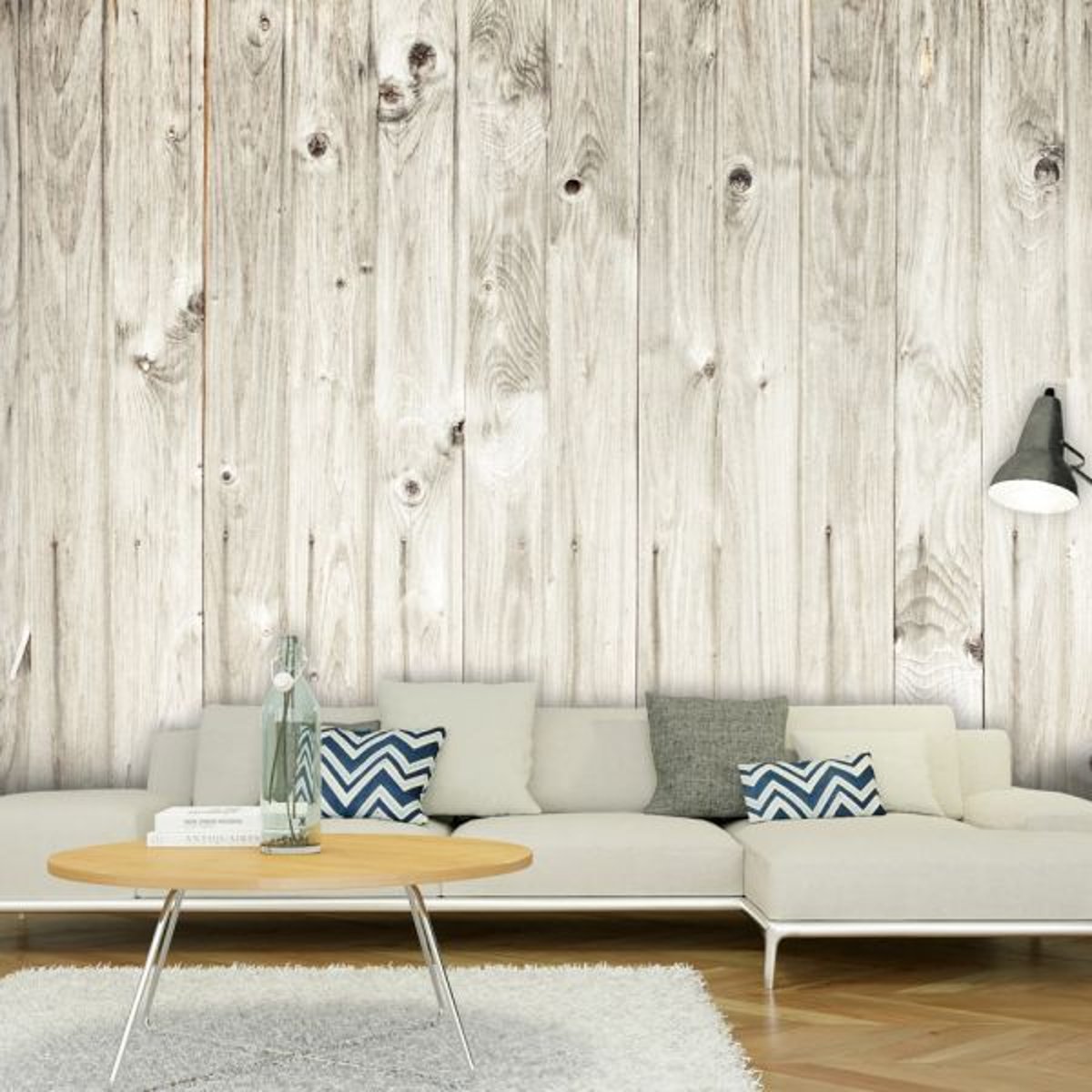 Papier peint intissé panoramique Clôture en bois gris / argent, EDEN