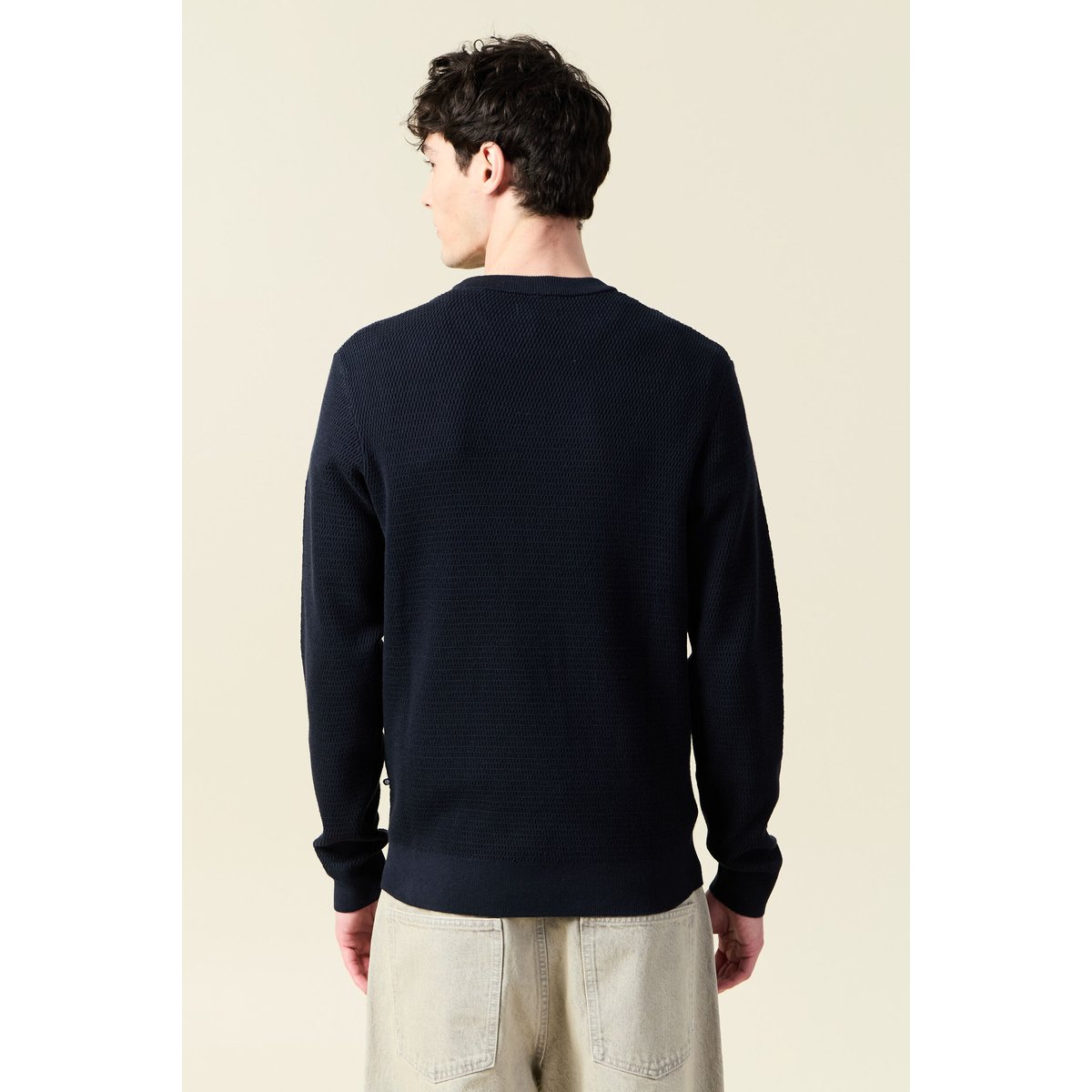 Pull droit manches longues bleu marine, BONOBO