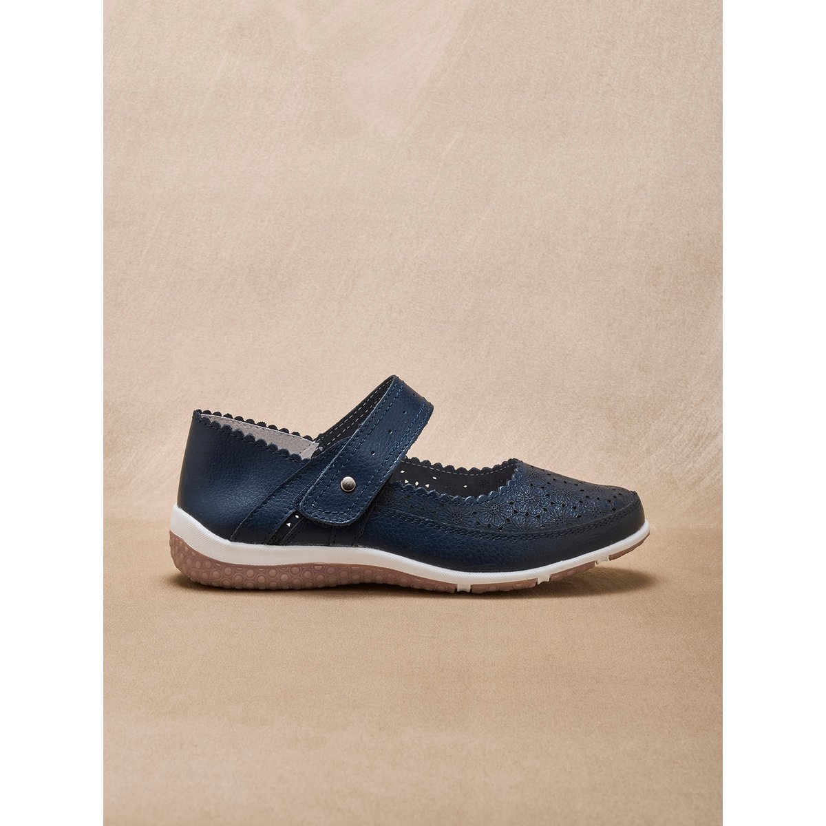 Babies patte scratch cuir ajouré marine, PEDICONFORT