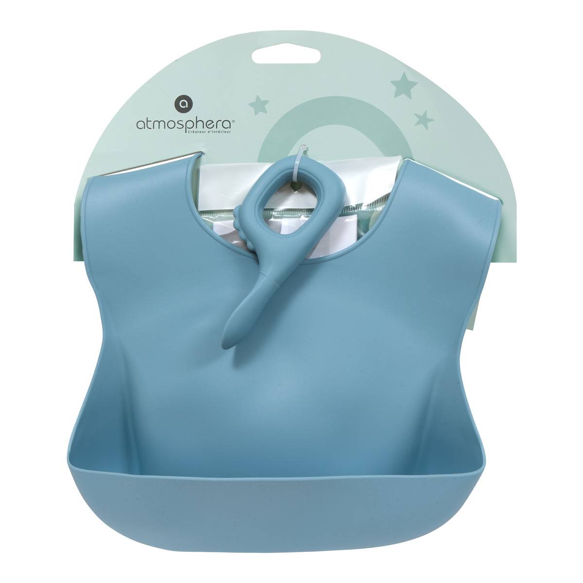 Set bavoir et cuillère YUM bleu, ATMOSPHERA