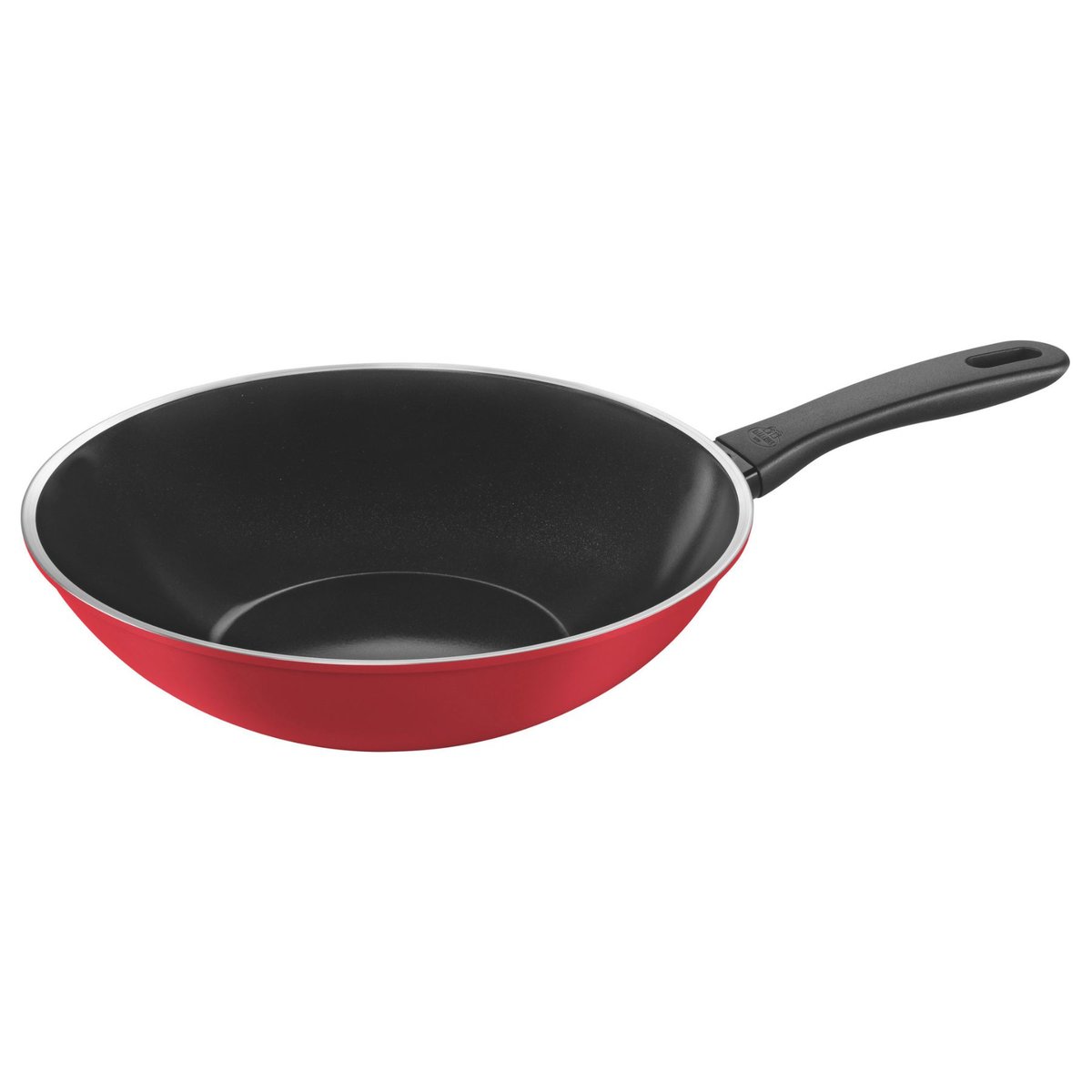 Wok, 28 cm, Aluminium, Revêtement céramique rouge, BALLARINI