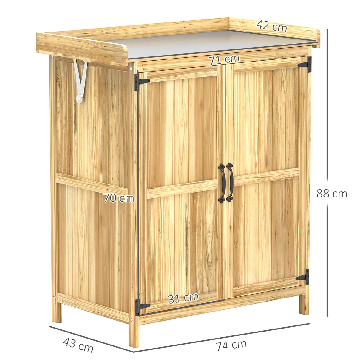 Coffre de rangement d'extérieur Bois de sapin beige, OUTSUNNY