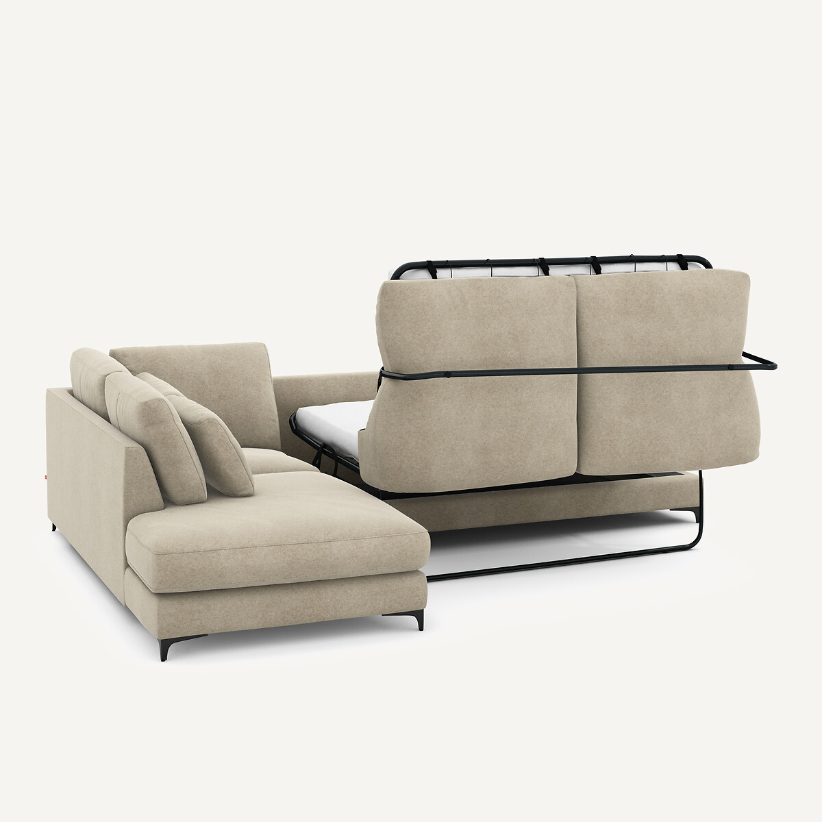 Sofa, linke Ecke, umwandelbar, in Leinenvelours, Marsile albatre, AM.PM