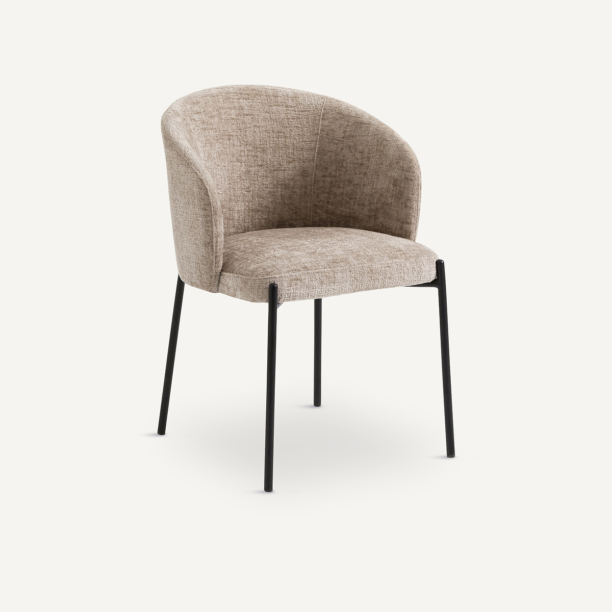 Fauteuil de table velours chenille, Kinna vison, AM.PM