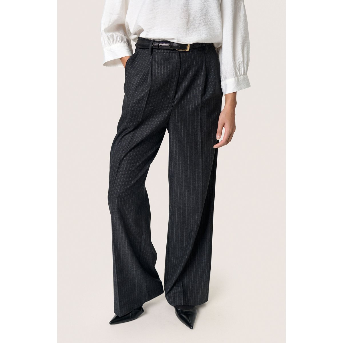 Pantalon de costume gris rayures grey melange pinstripe, SOAKED IN LUXURY
