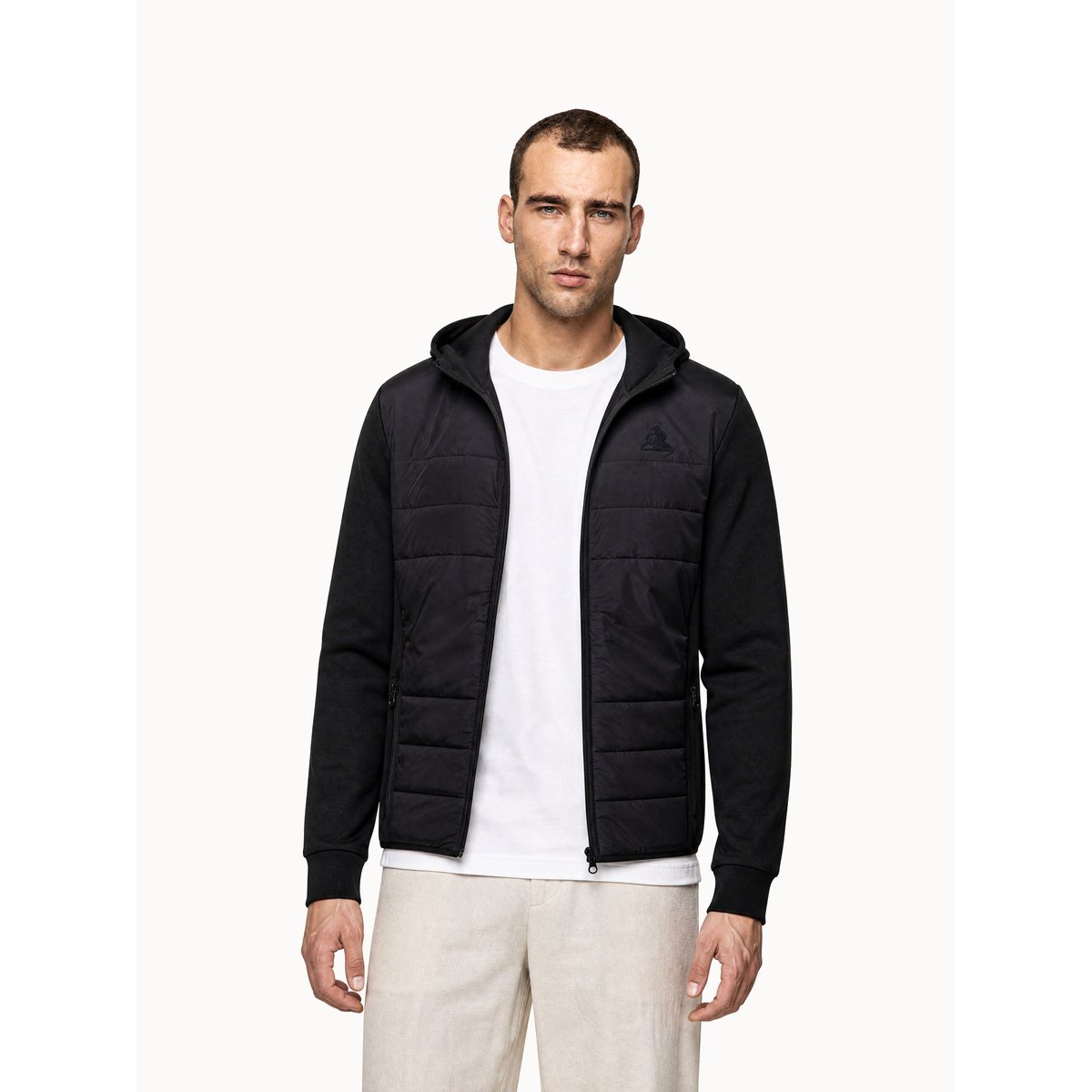 Sweat zippé à capuche Ton sur ton noir, LE COQ SPORTIF