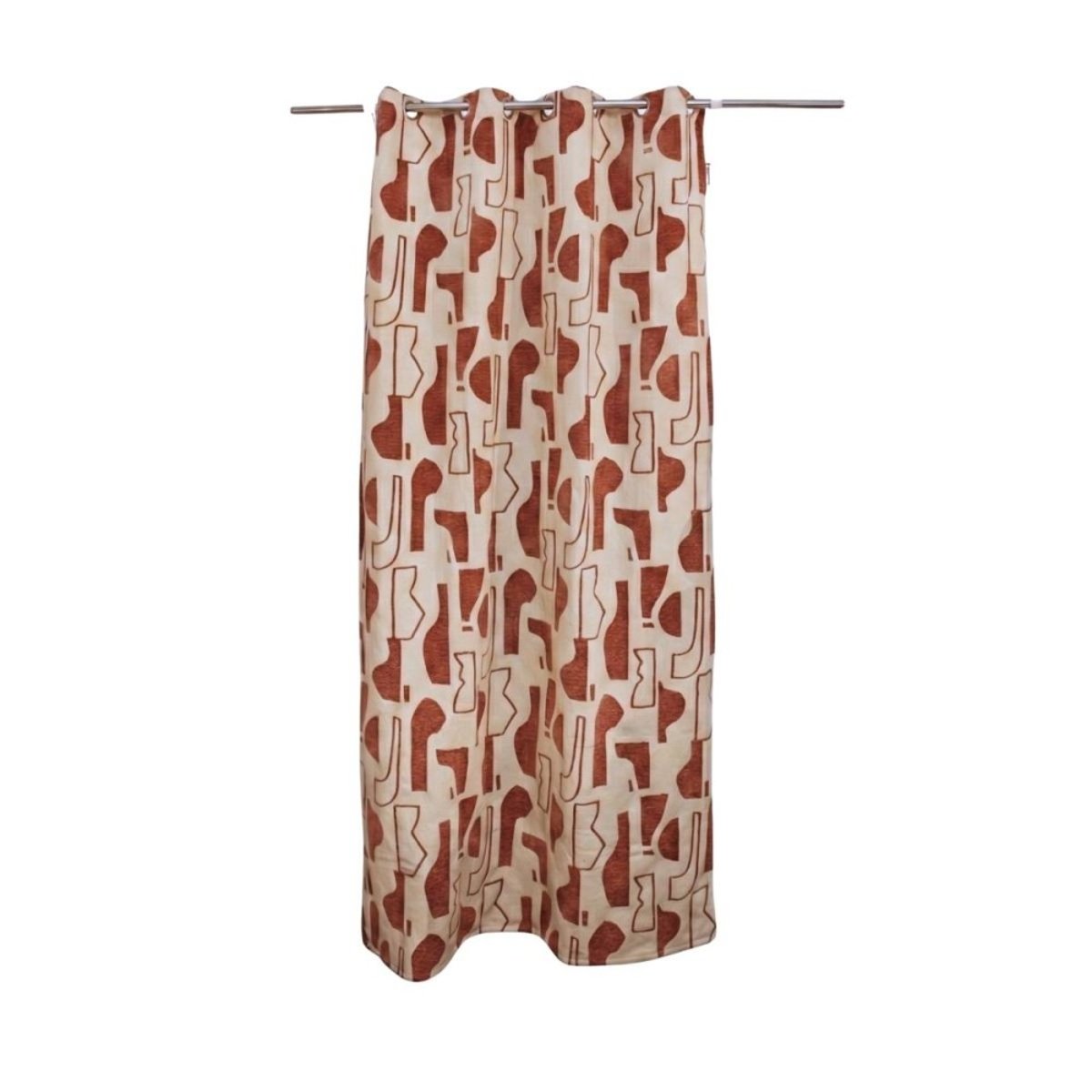 Rideau tissé jacquard motifs ethniques 140x240cm beige, ORNAMI