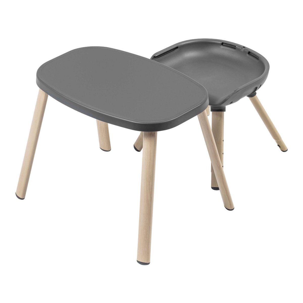 Chaise haute évolutive Moa, 8 en 1 (Chaise Haute/réhausseur/tabouret/bureau) gris foncé, MAXI COSI