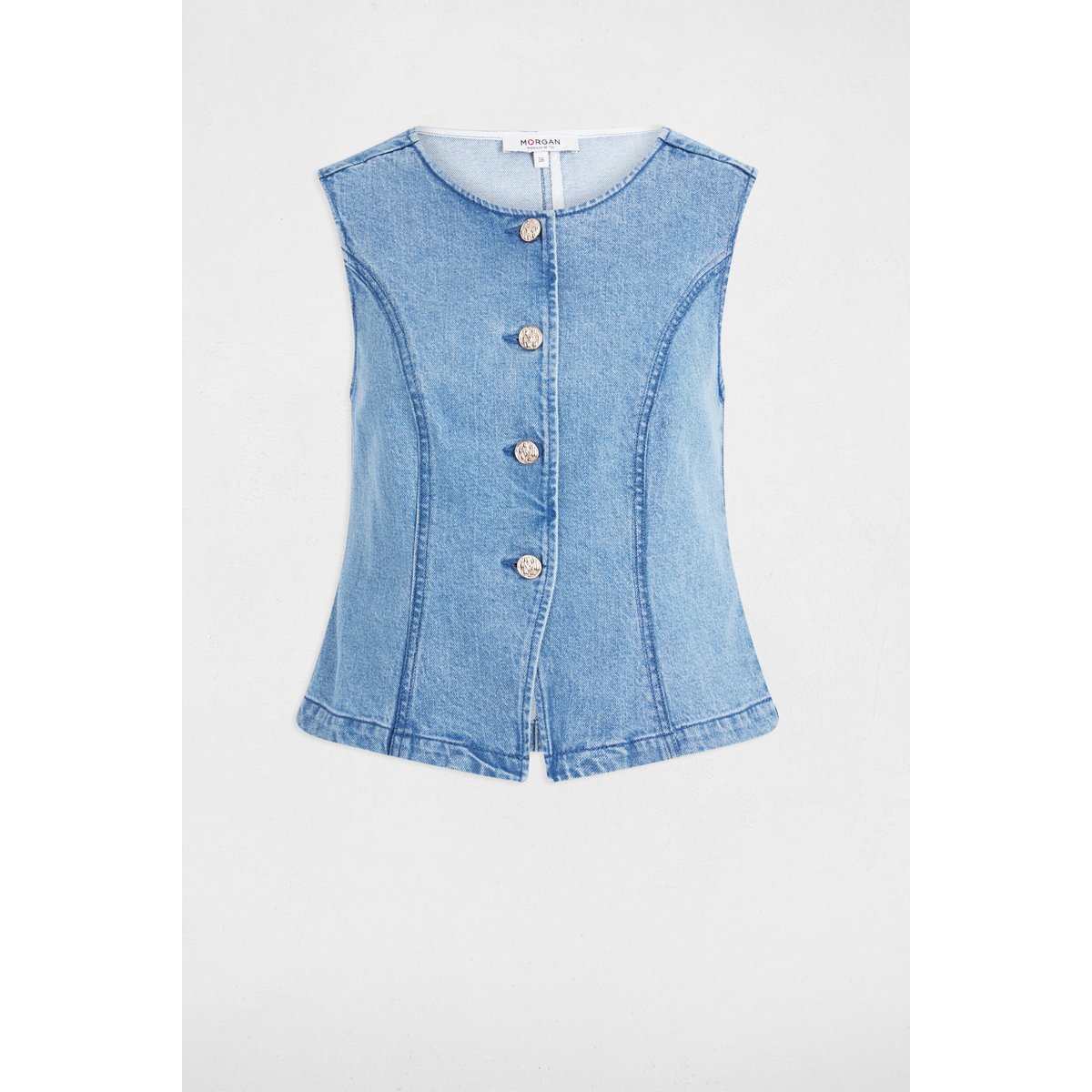 Gilet sans manches denim double stone, MORGAN