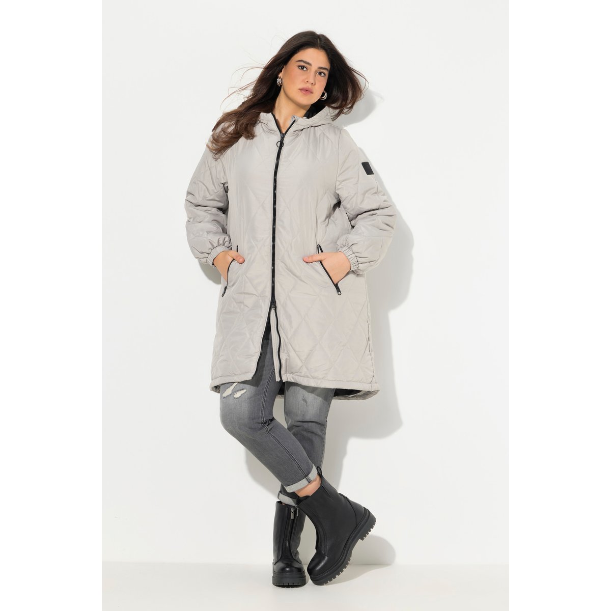 Manteau matelassé léger, imperméable gris moyen, ULLA POPKEN