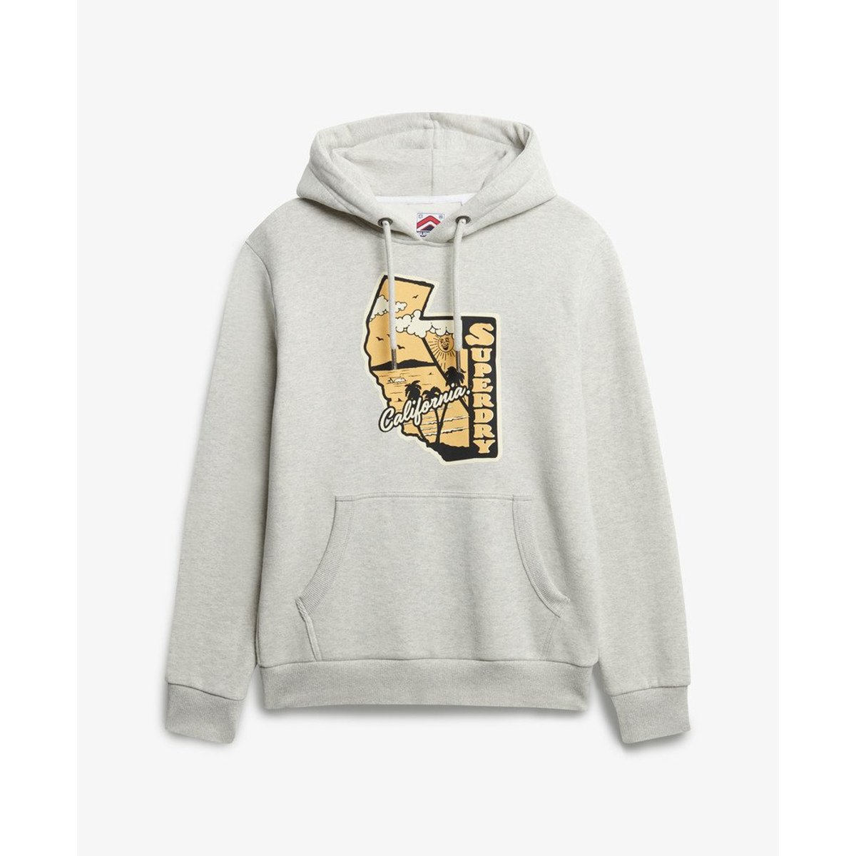 Sweat à capuche Vintage Travel gris glacier chiné, SUPERDRY