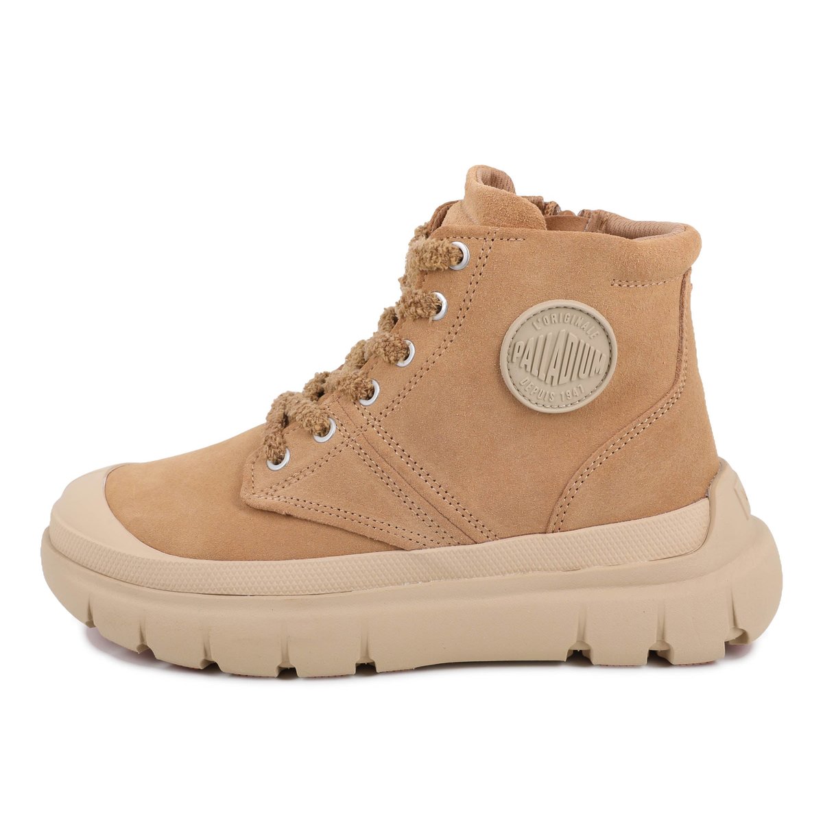 Baskets montantes en coton PALLAPOP HI ZIP SDE marron-dear brown, PALLADIUM