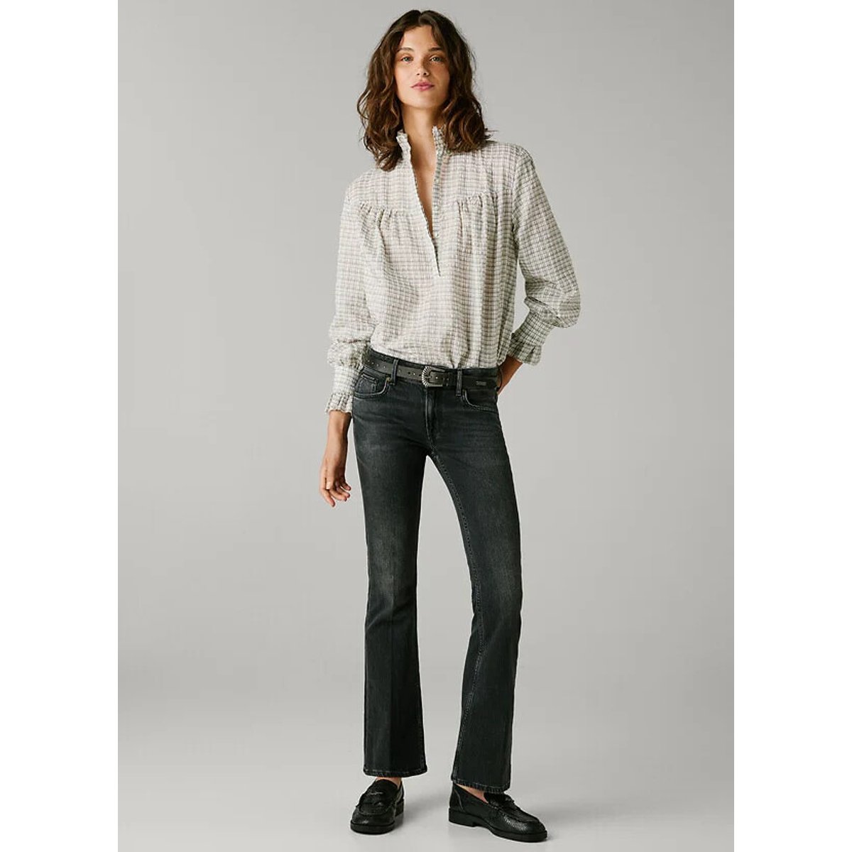 Pimlico Flared Jeans with Low Rise faded deep black, PEPE JEANS