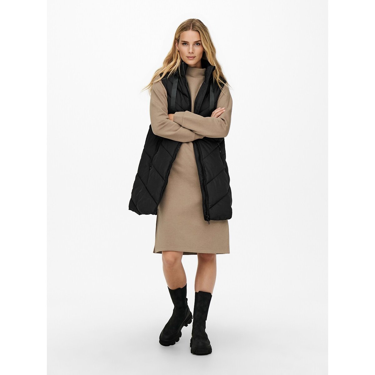 Piumino media lunghezza con chiusura a zip, mezza stagione nero , JDY