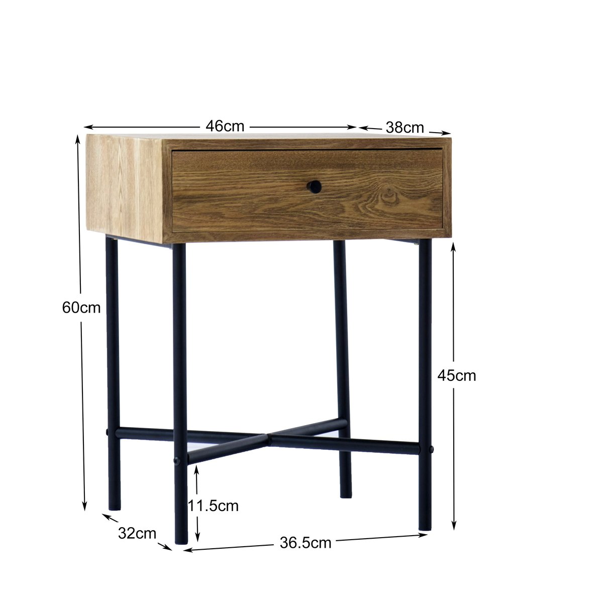Table de chevet 1 tiroir, bois, TORRING bois naturel, NORDLYS