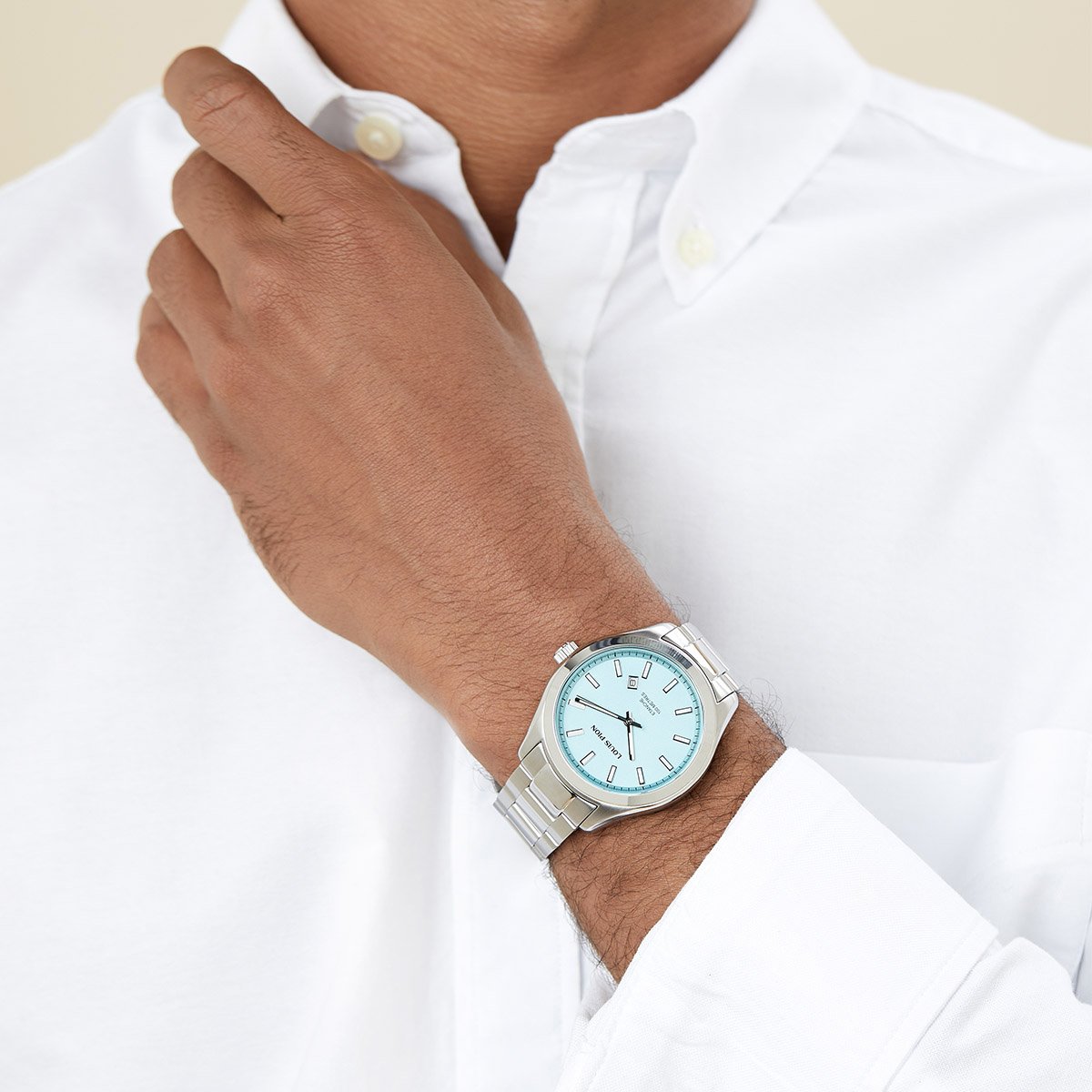 Montre Analogique ADRIEN argenté bleu clair argenté, LOUIS PION