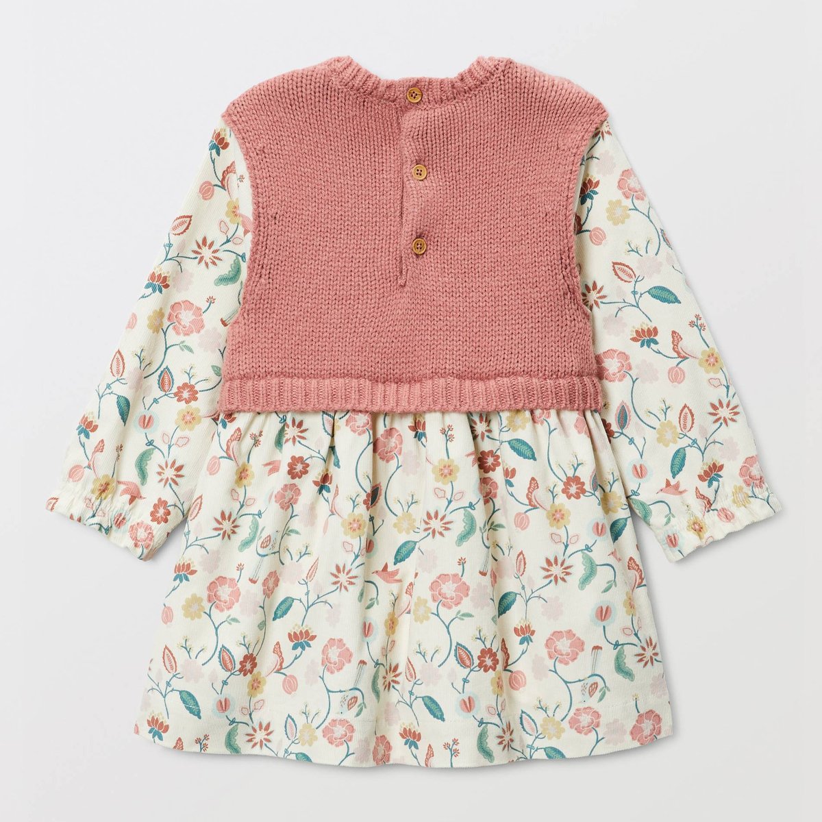 Robe bi-matière unie et imprimée doublée contenant du coton white cap, BOUT'CHOU