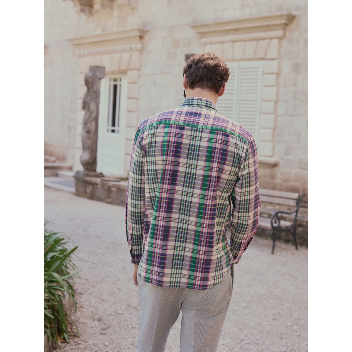 Chemise à manches longues et carreaux madras écru, NEXT