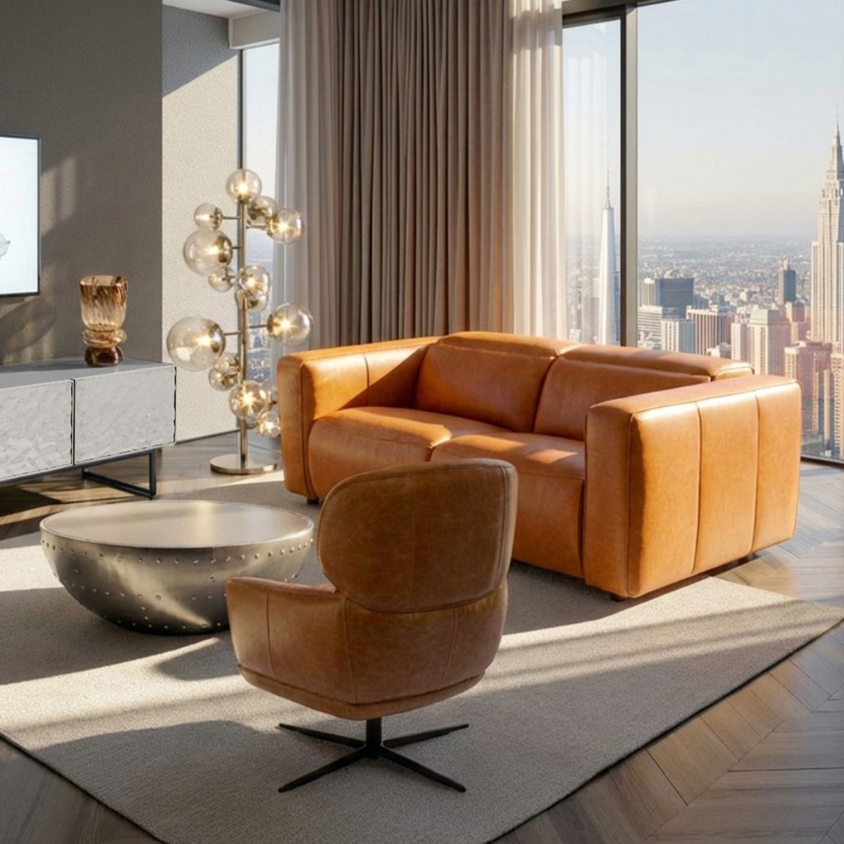 Canapé en cuir, ACE marron, KARE DESIGN