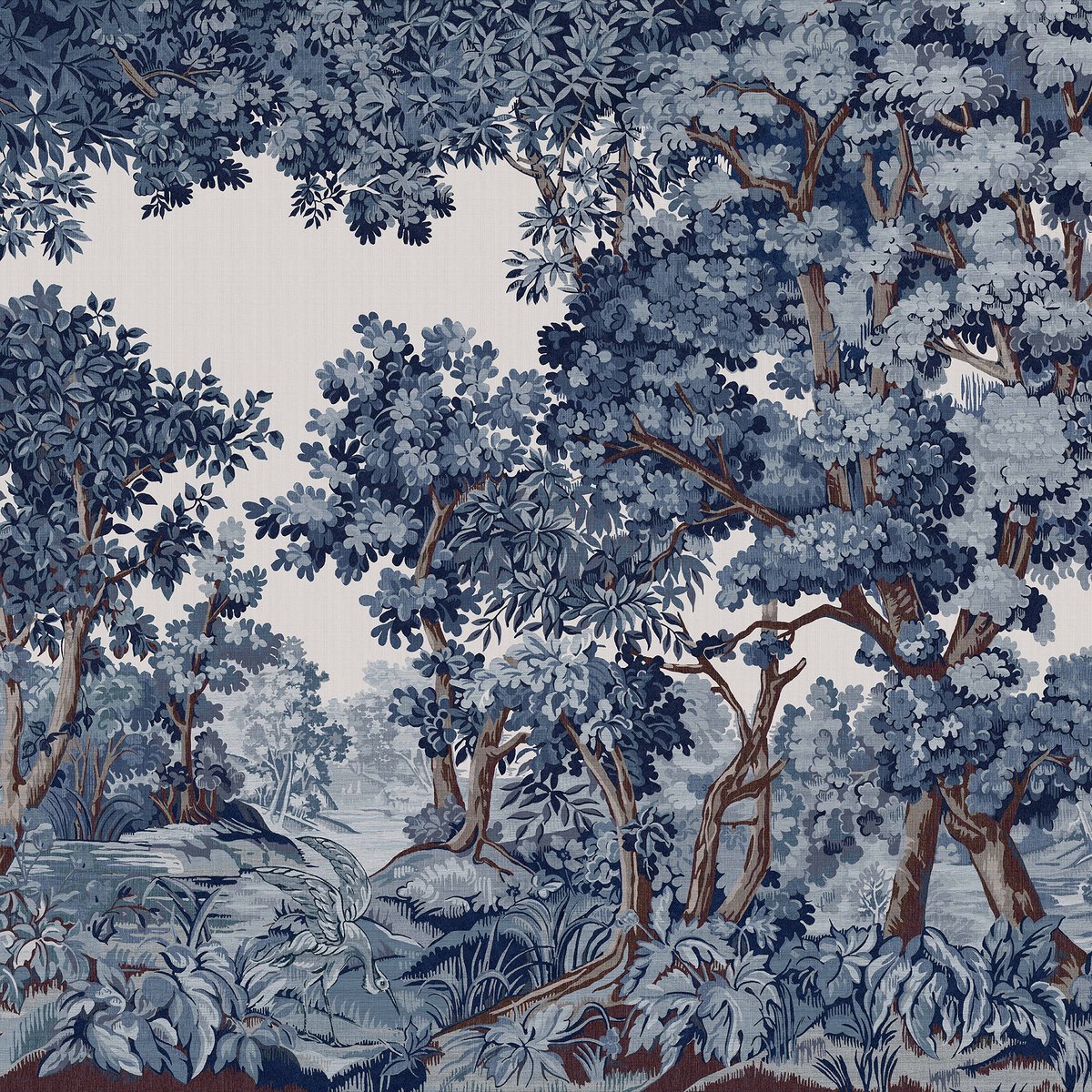 Papier peint panoramique XXL Forêt Bodenham à la tombée de la nuit bleu, GRAHAM ET BROWN