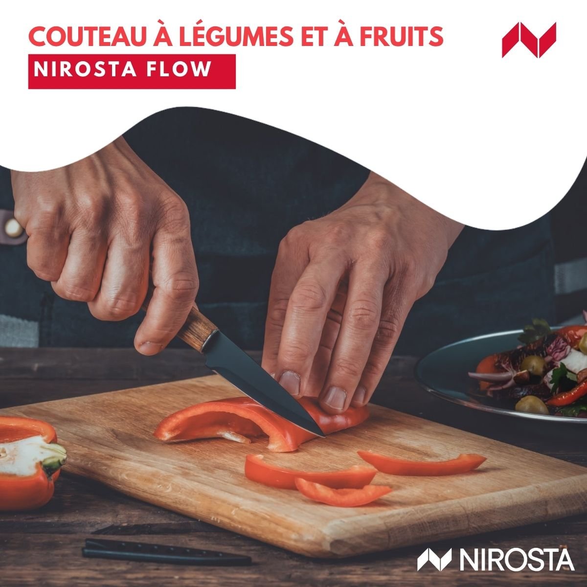 Couteau à légumes 19,5 cm FLOW bois,noir, NIROSTA