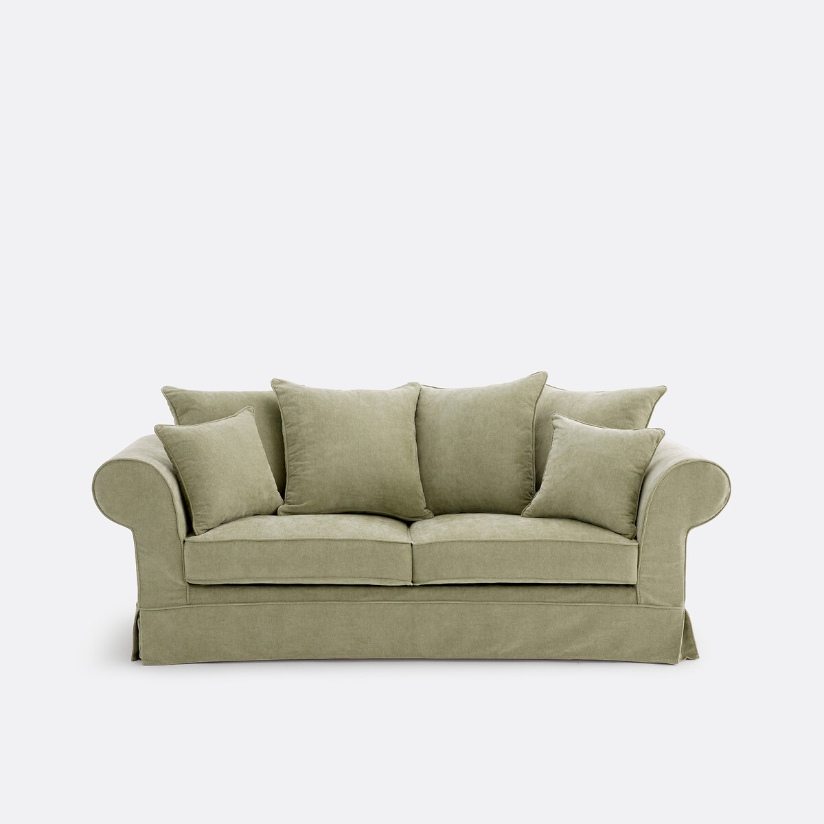 Canapé 2, 3, ou 4 places, déhoussable, en polyester chiné, ADELIA vert eucalyptus, LA REDOUTE INTERIEURS